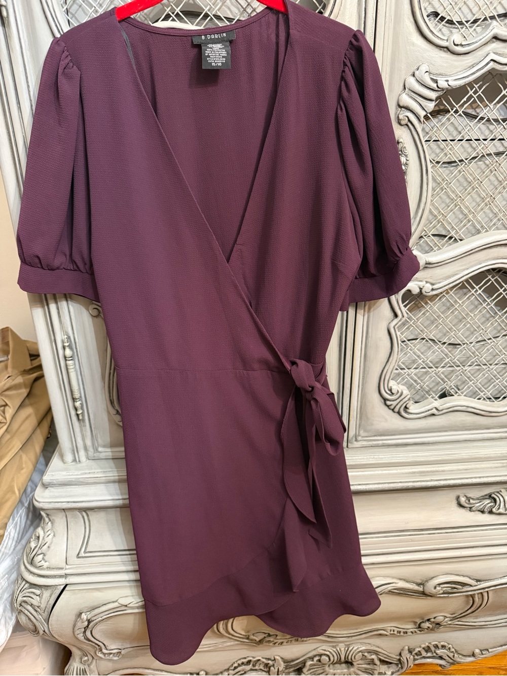B Darlin Wrap Dress in Plum